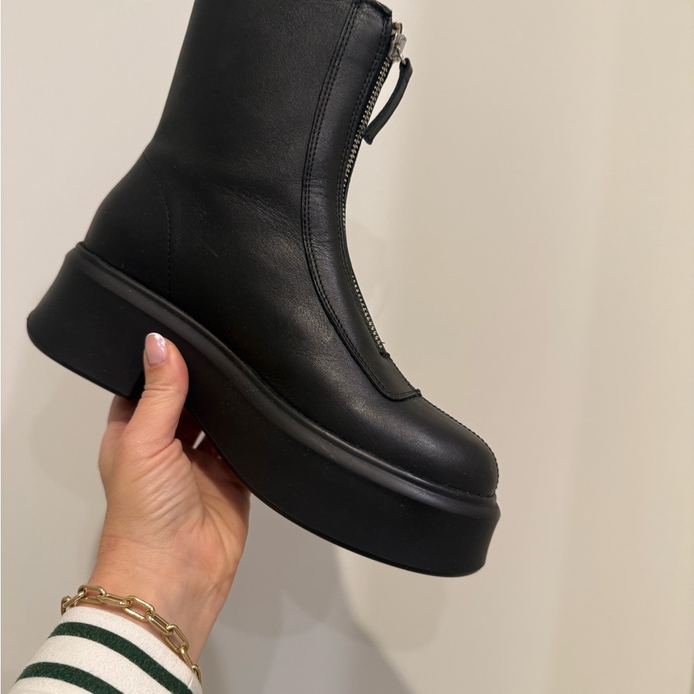Steve Madden Black Platform Zip-Up Ankle Boot